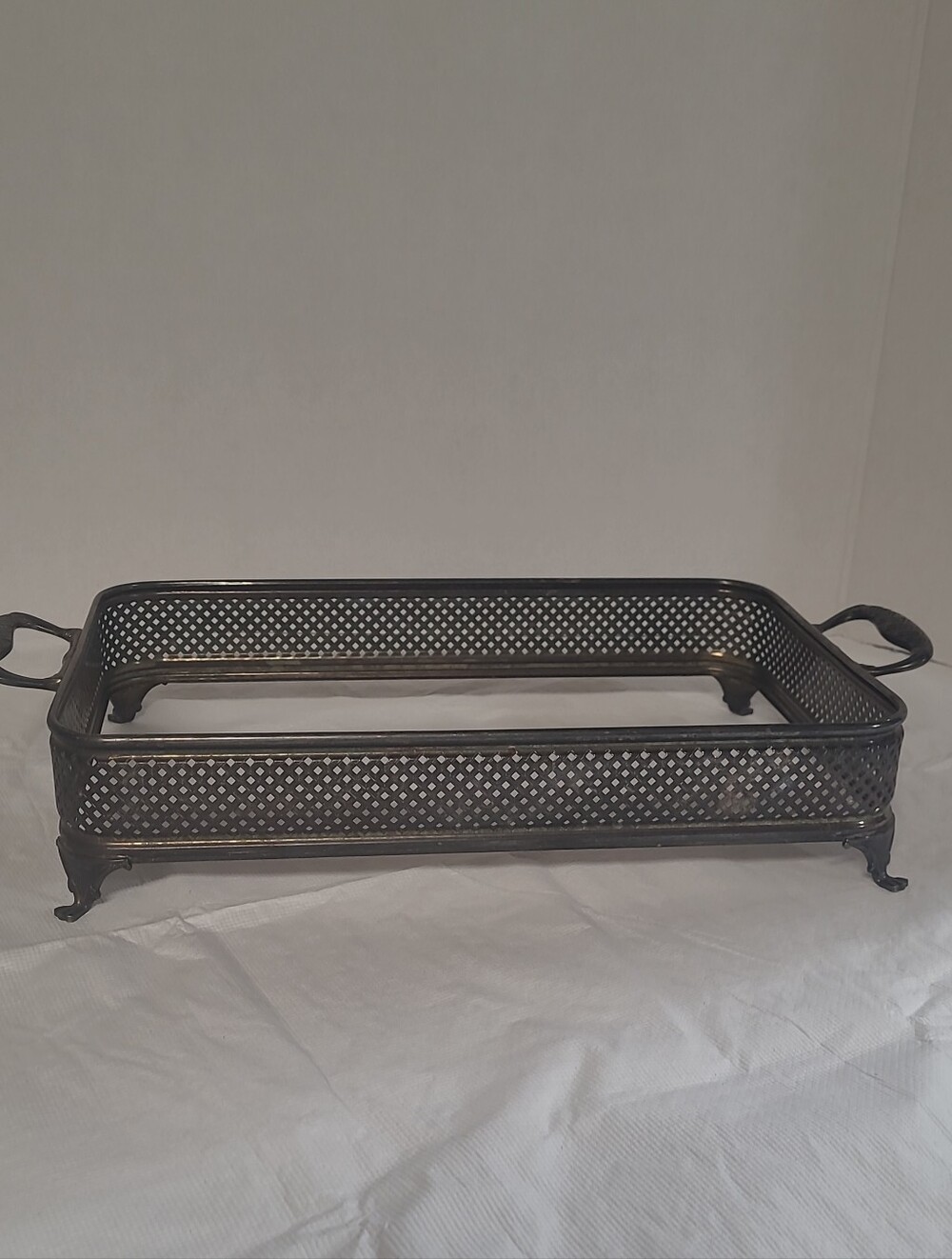 Vintage Silver Plated Serving Tray with Handles - Silver Plated